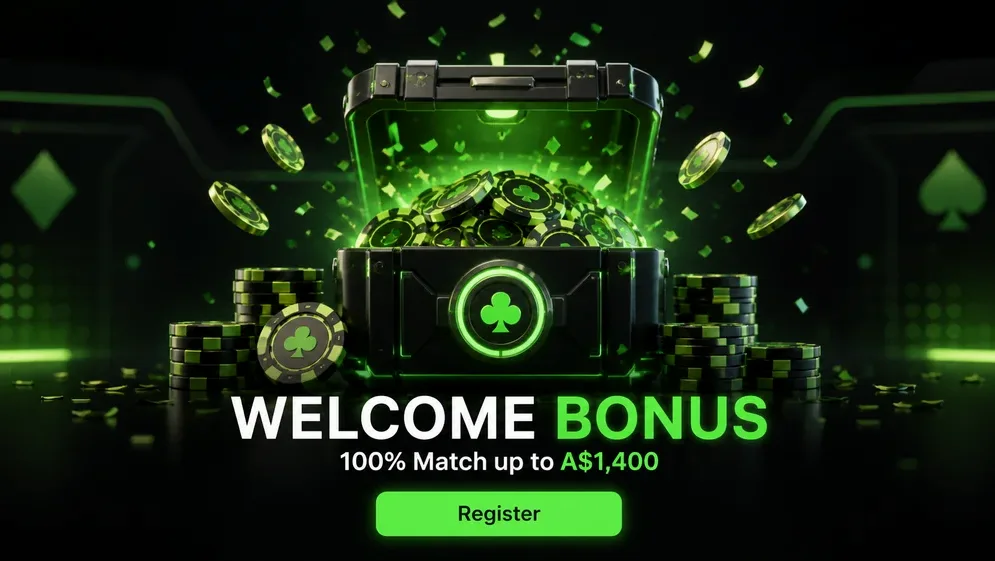 Welcome bonus badge A$1400 hundred percent match